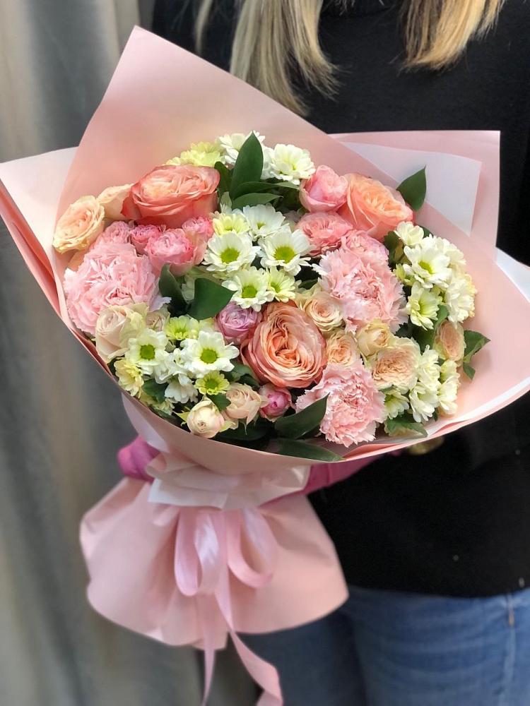 Букет цветов из: Гвоздики, Розы и Хризантемы в Рождествено Самарской области