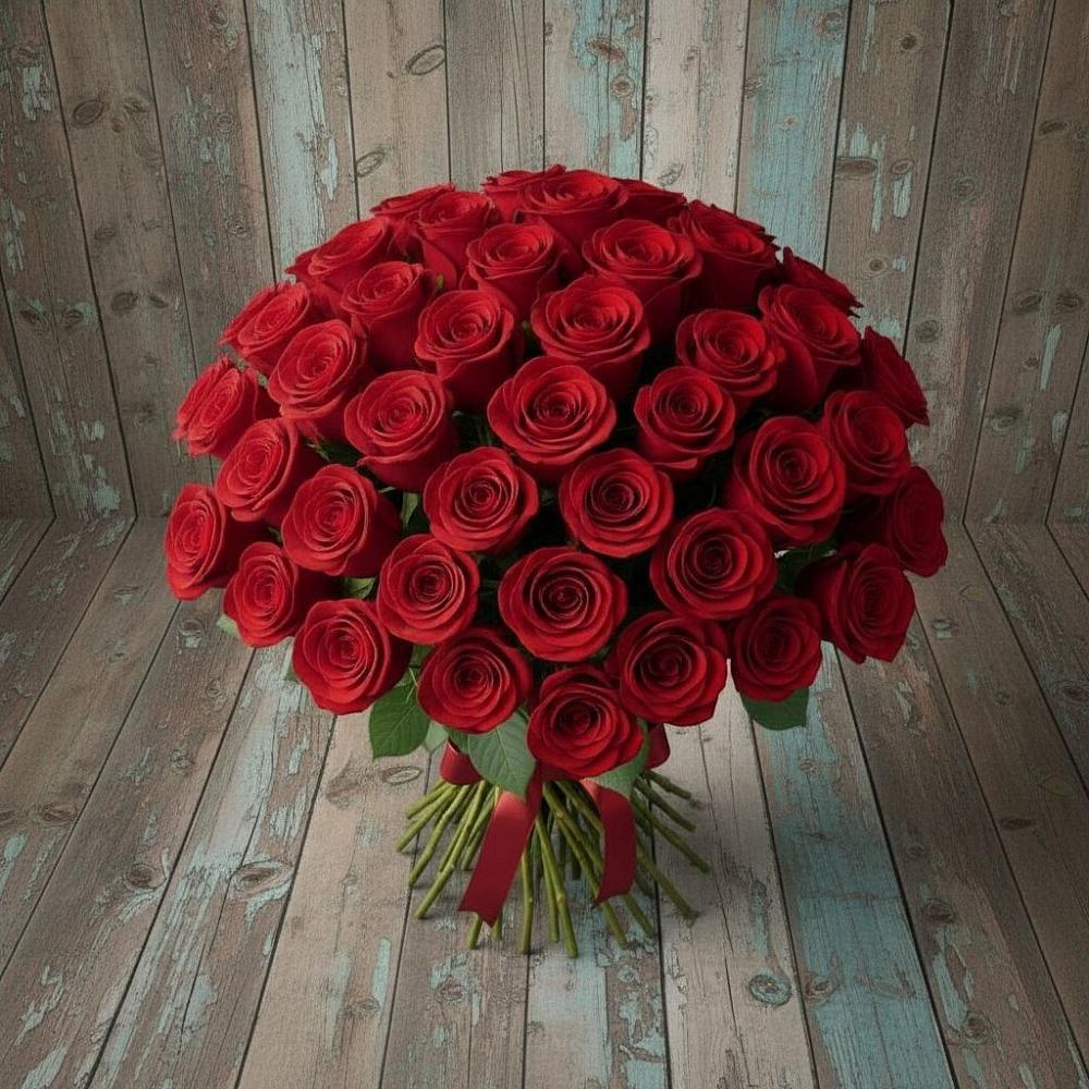 Букет 55 Красных роз Фридом в Рождествено Самарской области