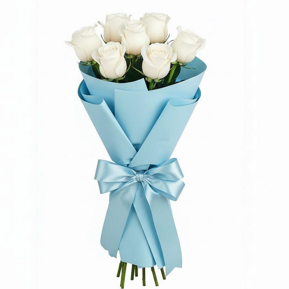 Букет 7 белых роз Проуд в Рождествено Самарской области