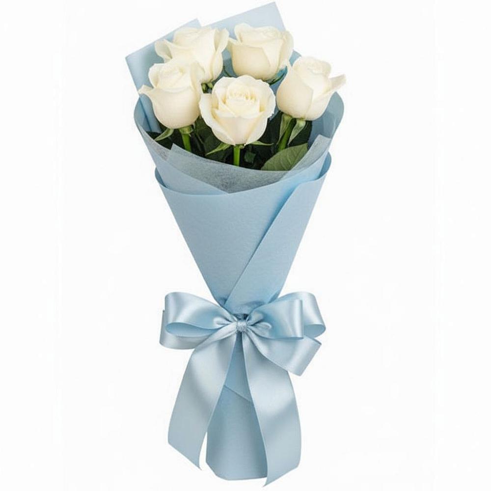 Букет 5 Белых роз Проуд в Рождествено Самарской области
