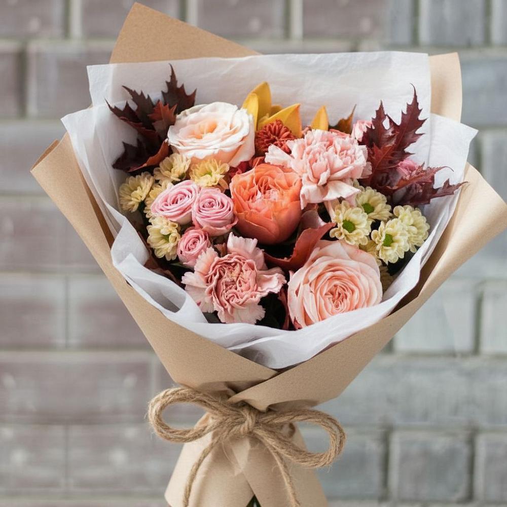 Букет цветов из: Гвоздики, Хризантемы и Розы в Рождествено Самарской области