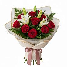 Букет цветов из:  Лилии и Розы в Рождествено Самарской области