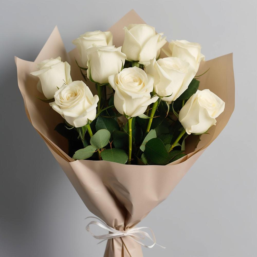 Букет 9 Белых роз Эдлесс Лав в Рождествено Самарской области