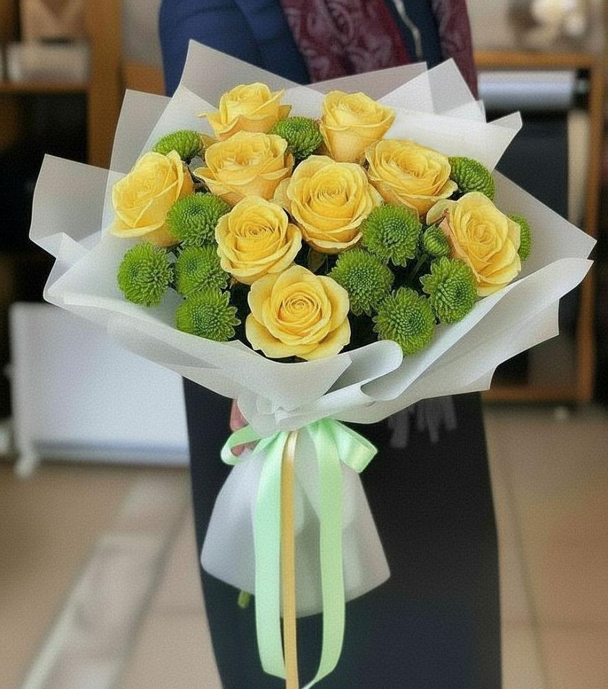 Букет цветов из: Хризантемы и Розы в Рождествено Самарской области