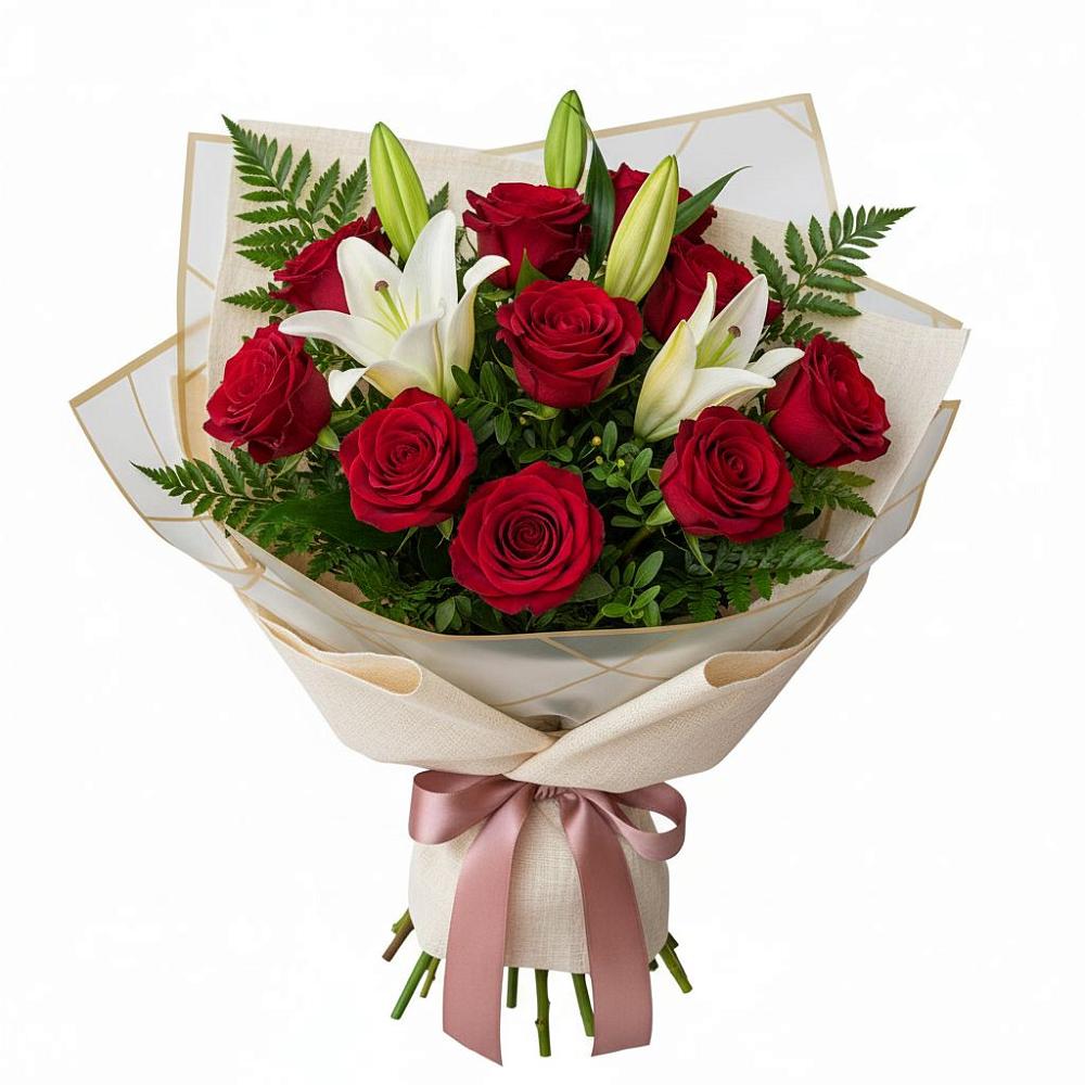 Букет цветов из: Лилии и Розы в Рождествено Самарской области