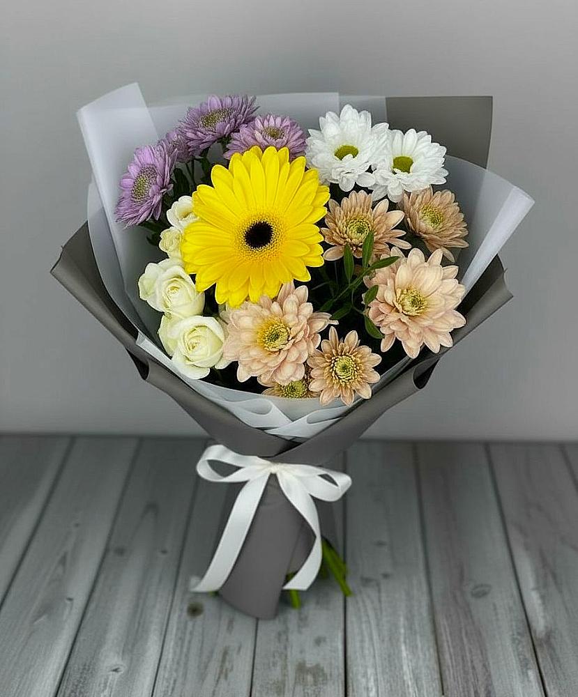 Букет цветов из: Розы, Герберы и Хризантемы в Рождествено Самарской области