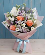 Букет цветов из:  Лизиантусы, Розы, Альстромерии и Гипсофила #REPLACE_PRED# Рождествено Самарской области