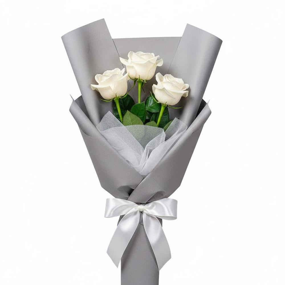 Букет 3 белые розы в Рождествено Самарской области