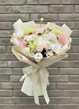 Букет цветов из:  Гвоздики, Розы, Лизиантусы и Хризантемы в Рождествено Самарской области