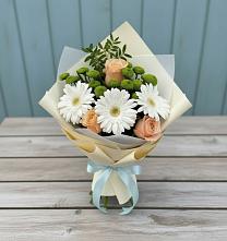 Букет цветов из:  Герберы, Розы и Хризантемы в Рождествено Самарской области