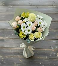 Букет цветов из:  Альстромерии, Розы и Хризантемы в Рождествено Самарской области