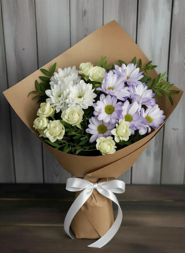 Букет цветов из: Хризантемы и Розы в Рождествено Самарской области